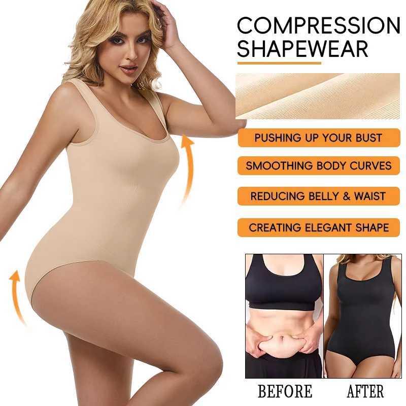 Women Sexy Compression Bodysuit Tummy Control Tank Top Outfit Wide Strap Tank Tops Slimming Body Shaper Butt Lifter Vest L251030