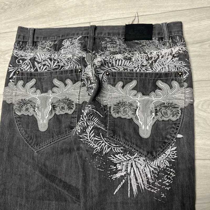 Y2K Street Clothing New Fashion Embroidered Baggy Jeans Men Gothic Harajuku Pop Vinyage Casual Straight Wideleg Denim Trousers J251030