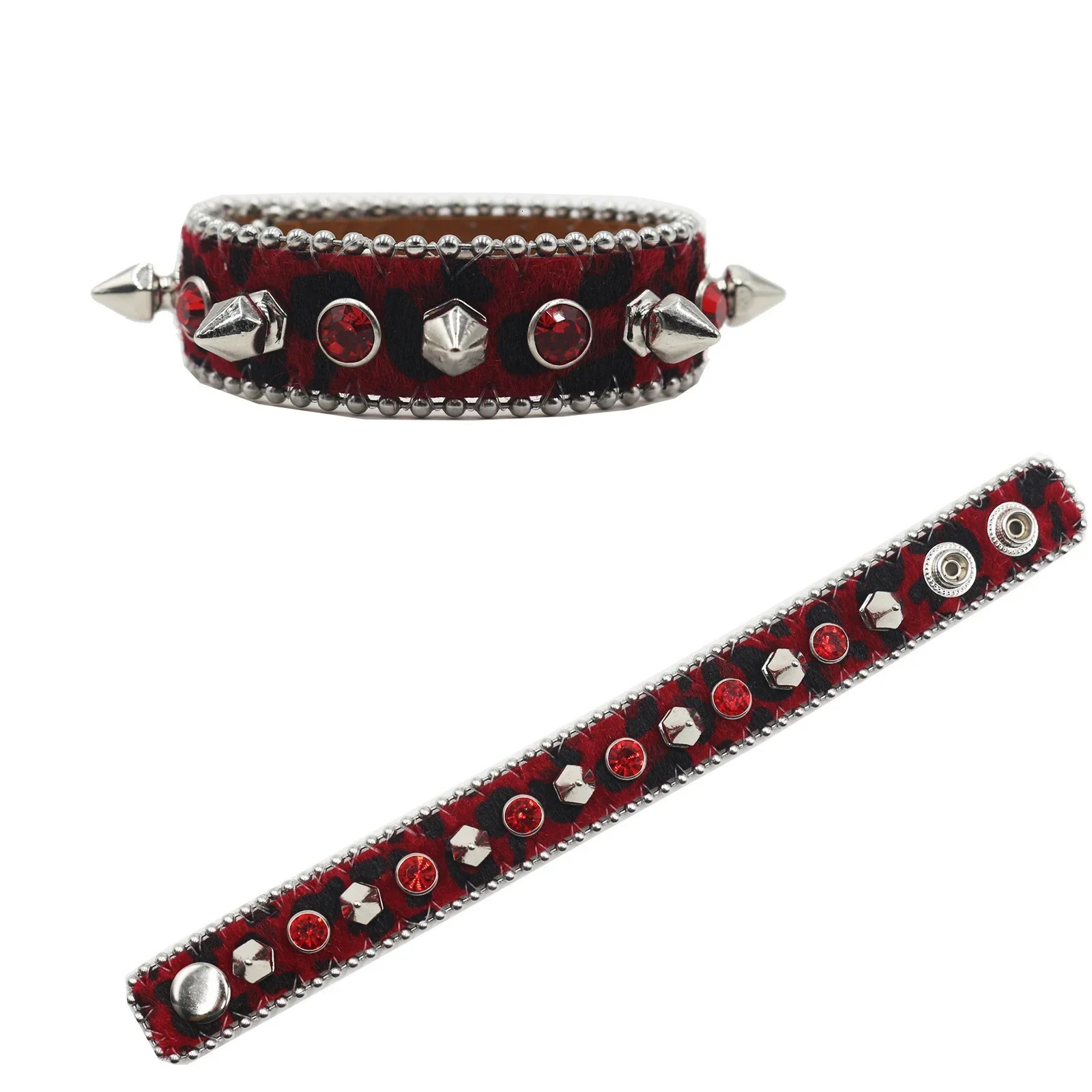 Rhinestone Bracelet PU Leather Studded Bracelet Punk Bracelet Adjustable Goth Cuff Bracelet Gothic Wristband for Men Women 251028