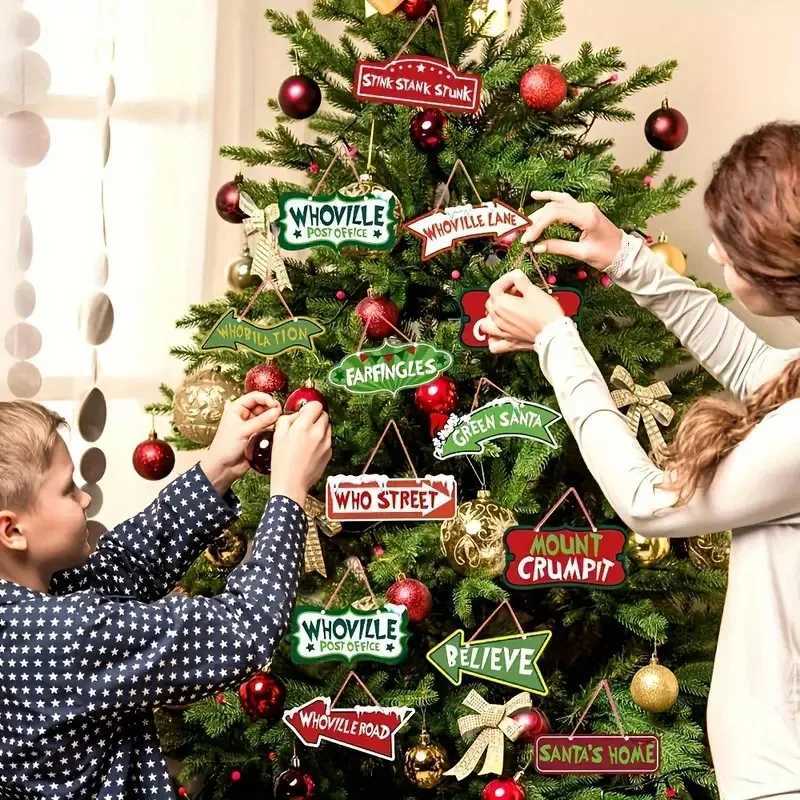 12 Pack Wooden Christmas Whoville Tree DecorationsXmas Large Crafts Hanging Ornaments Signs For New Year Decor Welcome To Hom C251030