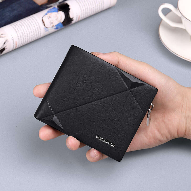 Top Layer Cowhide Men's Genuine Leather Short Wallet with Gift Box