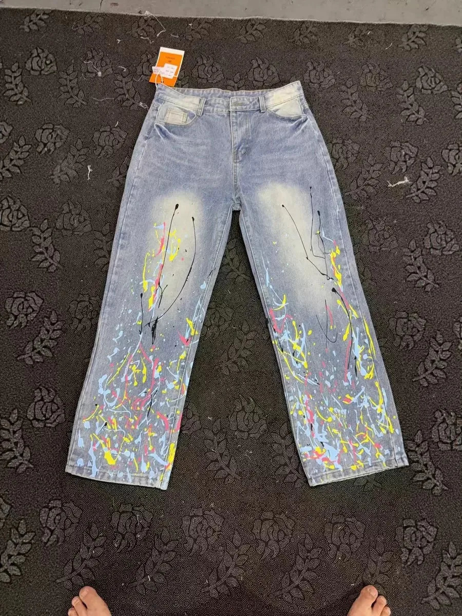 Y2K Relaxed WideLeg Jeans Buddha Embroidery Street Style Denim HarajukuInspired HighWaisted StraightLeg Printed Jeans 251029