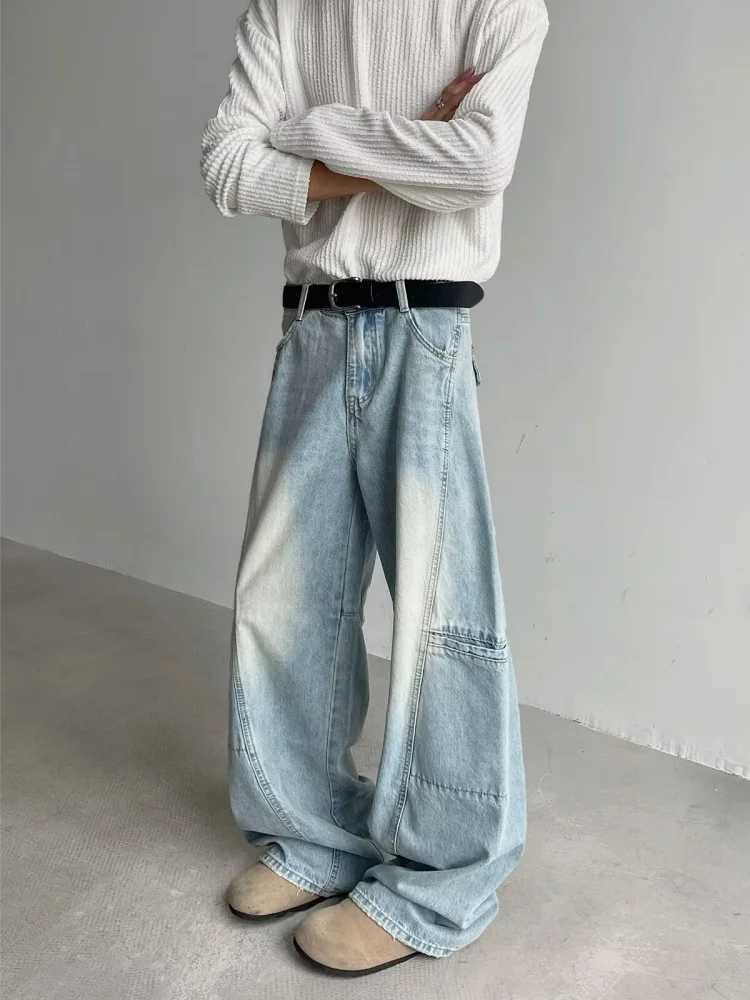 Trashy Y2K 2000S Washed Blue Baggy Jeans Pants For Men 90S Vintage Clothes Wide Leg Denim Korean Casual Trousers Pantalon Hombre J251030