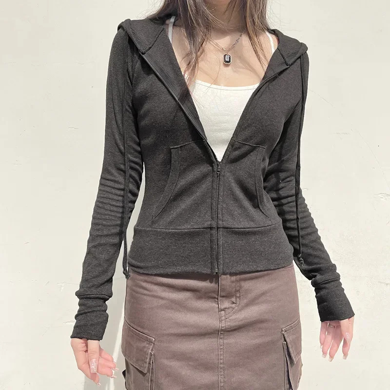 Casual Streetwear Basic Hooded Pockets Sweatshirt Tracksuit Solid Long Sleeve Hoodies Women Autumn Spring Fashion 251030