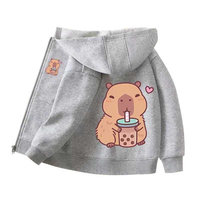 Capybara Zipper Hoodies Coats Girl boy Sweatshirt Clothes Autumn Winter Long Sleeve Harajuku Pullovers Casual Hooded Tops GiftT251030