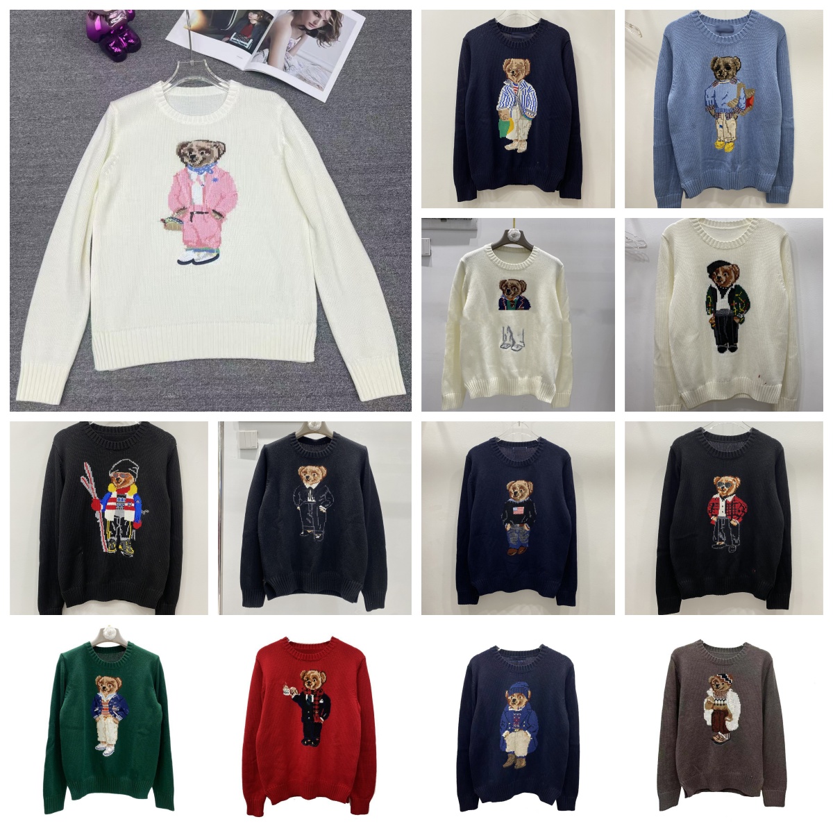 Designer sweater Women pull High-quality Cashmere Blend cartoon bear embroidered knitted sweater lettering exquisite jacquard cartoon bear sweater fall/winter