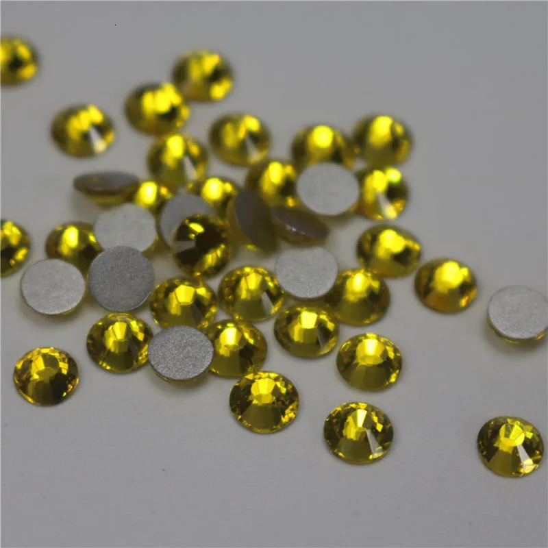 SS3SS20 Lemon Yellow Nail Art Rhinestone Flat back Non fix Glue on Nail Art Rhinestones DIY Decorative Accessories 251027