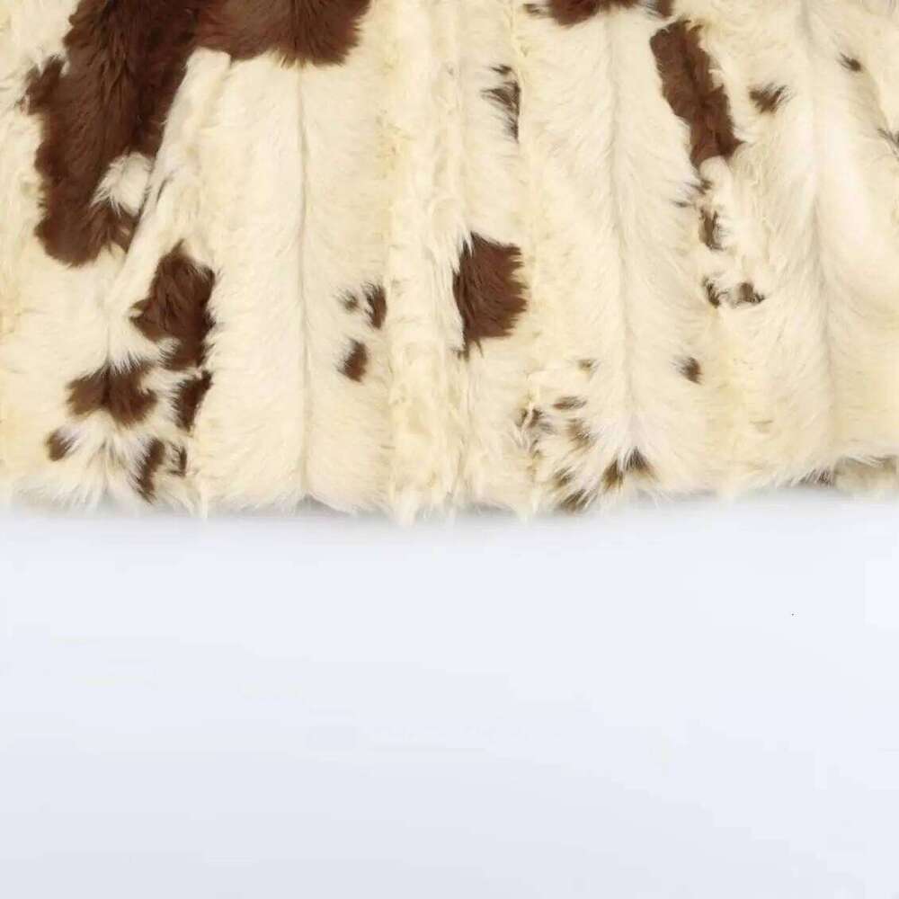 JNLEAOG Autumn New Women's Faion Wind Pattern Print Artificial Fur Effect Jaet Ort Outerwear Polyester Fiber Collar