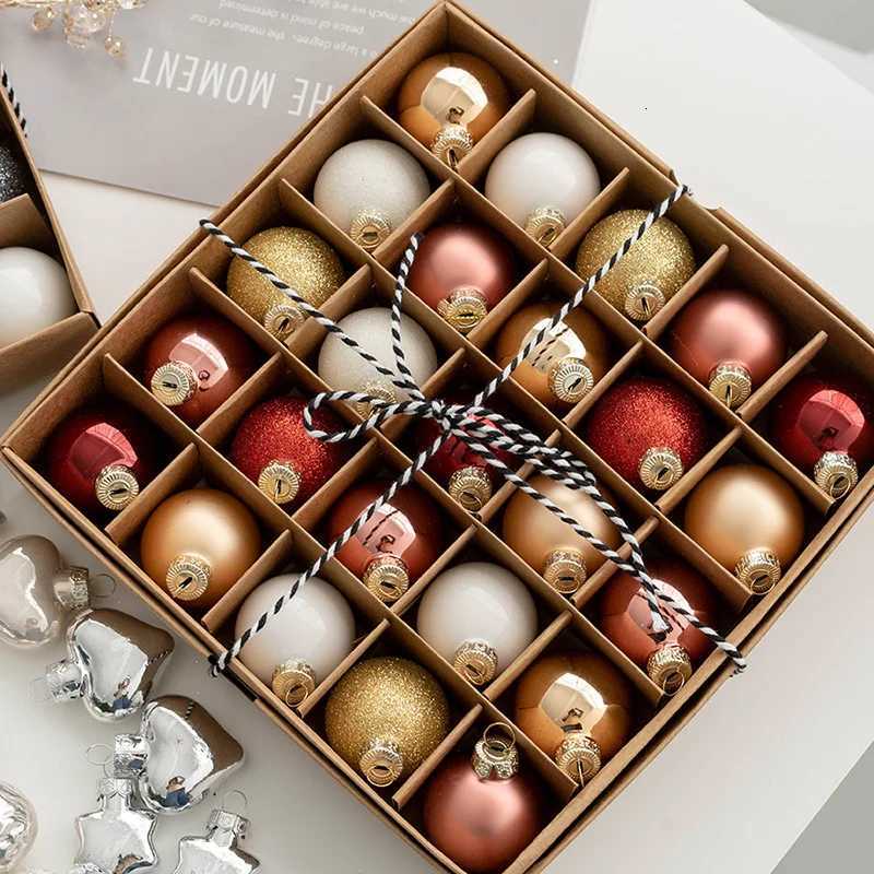 25pcs 4cm Small Size Glass Christmas Ball Ornaments Champagne Christmas Tree Party Decoration New Year Christmas Spheres Pendant C251030