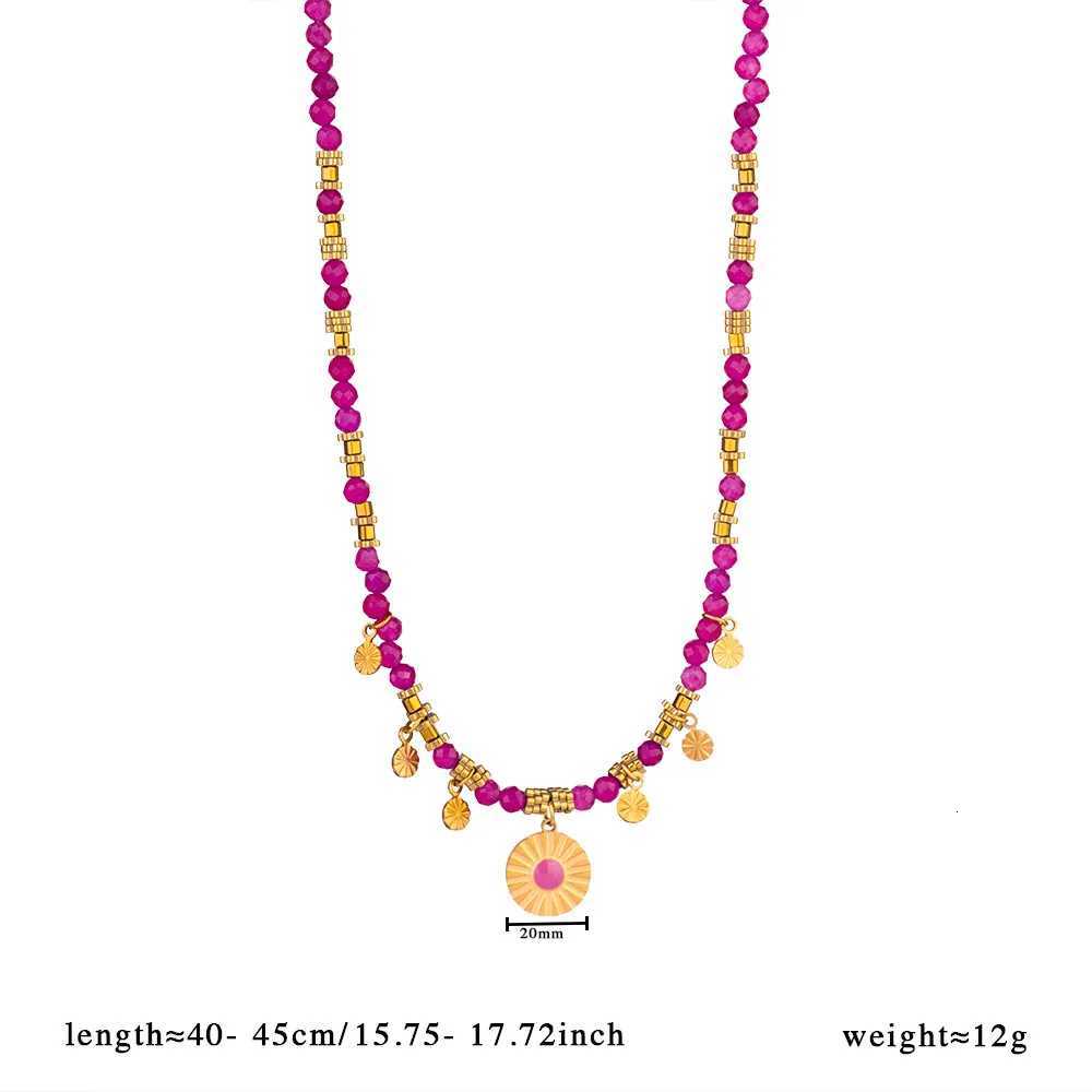 Keen on Necklace Stainless Steel Natural Stone Bead Pendant Suitable for Womens Beach Parties European American StyleXJ251030