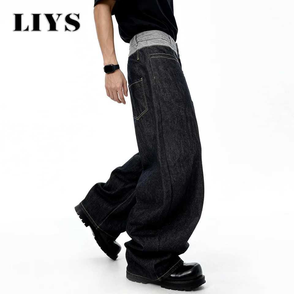 Mens Retro Double Waist Design Baggy Wide Leg Jeans Street Design Denim Pants Gothic loose Machete Wide Leg Jean Unisex Clothes J251030