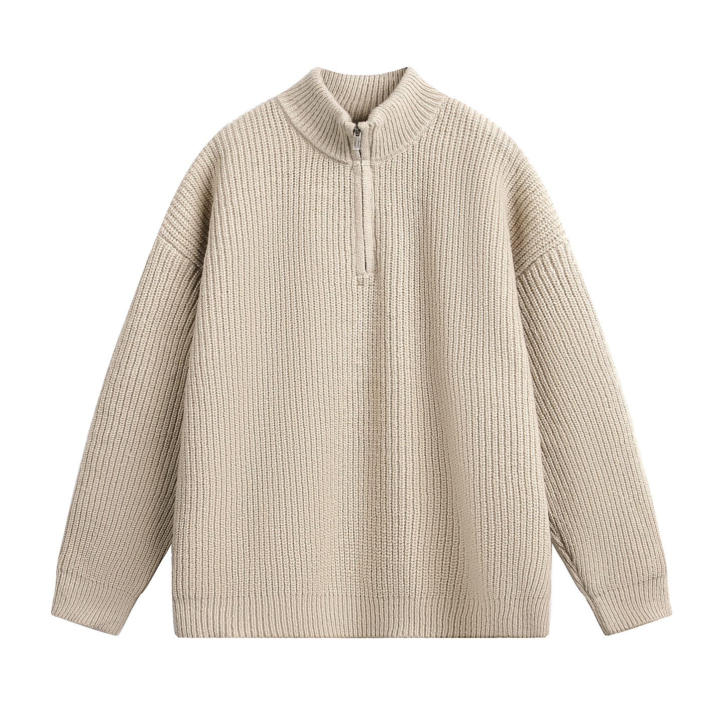 Half-zip Stand Collar Sweater For Men Autumn And Winter New Style Loose Texture Designer Sweater Imitation Deer Fur Lazy Style Warm Knitted Jacket