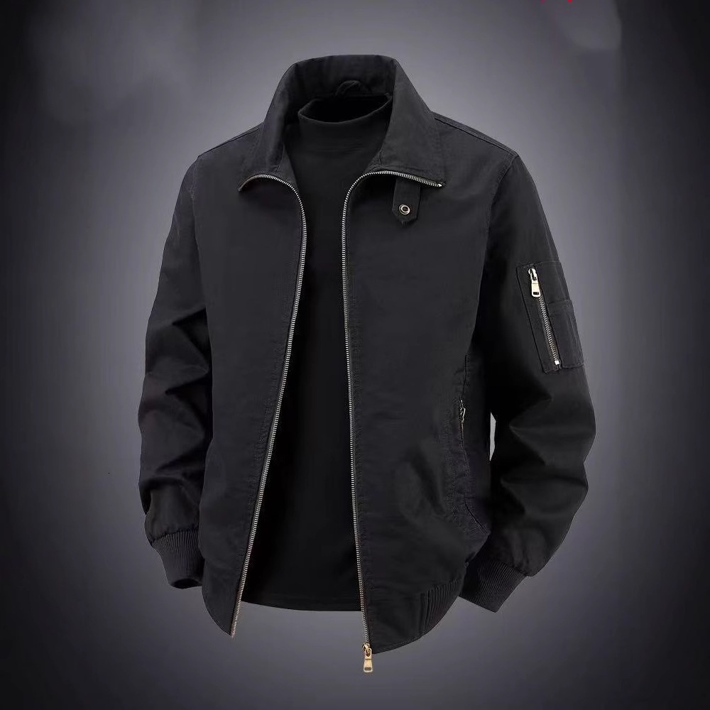 Spring And Autumn New Workwear Jacket Men's Designer Coat Pure Cotton Jacket Solid Color Large Size American Pilot Lapel Casual Jacket