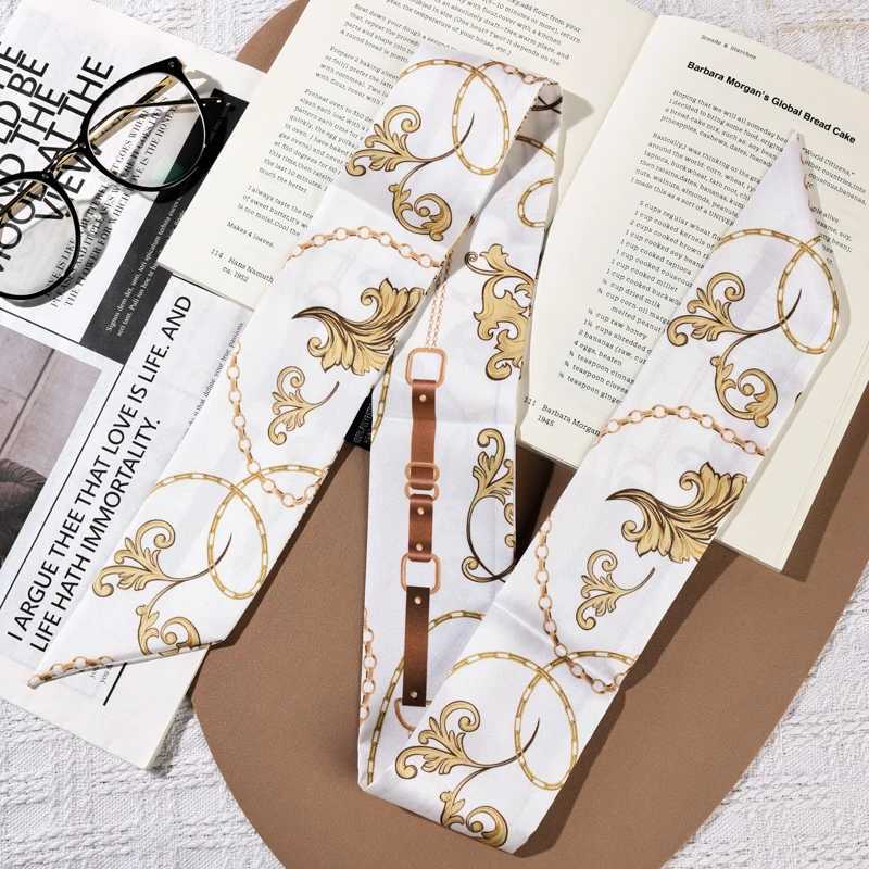 Womens Silk Scarf Ribbon Headband Hair Tie Long Bag Strap Wrap Neck Accessory Multiuse Printed Fashion Daily ScarfW251029