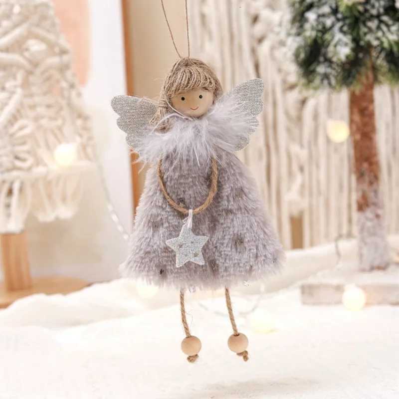 Plush Angel Girl Doll Pendant Christmas Decorations Handmade Crafts Xmas Tree Hanging Ornaments Home New Year 2026 Gift Toy C251030