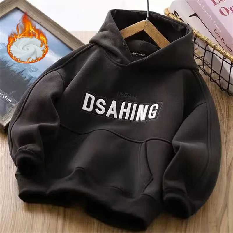 Boys Warm Thicken Hoodies Teenager Hooded Padded Sweatshirts Children Plus Velvet Tracksuit New Kids Fashion Fleece ClothingT251030