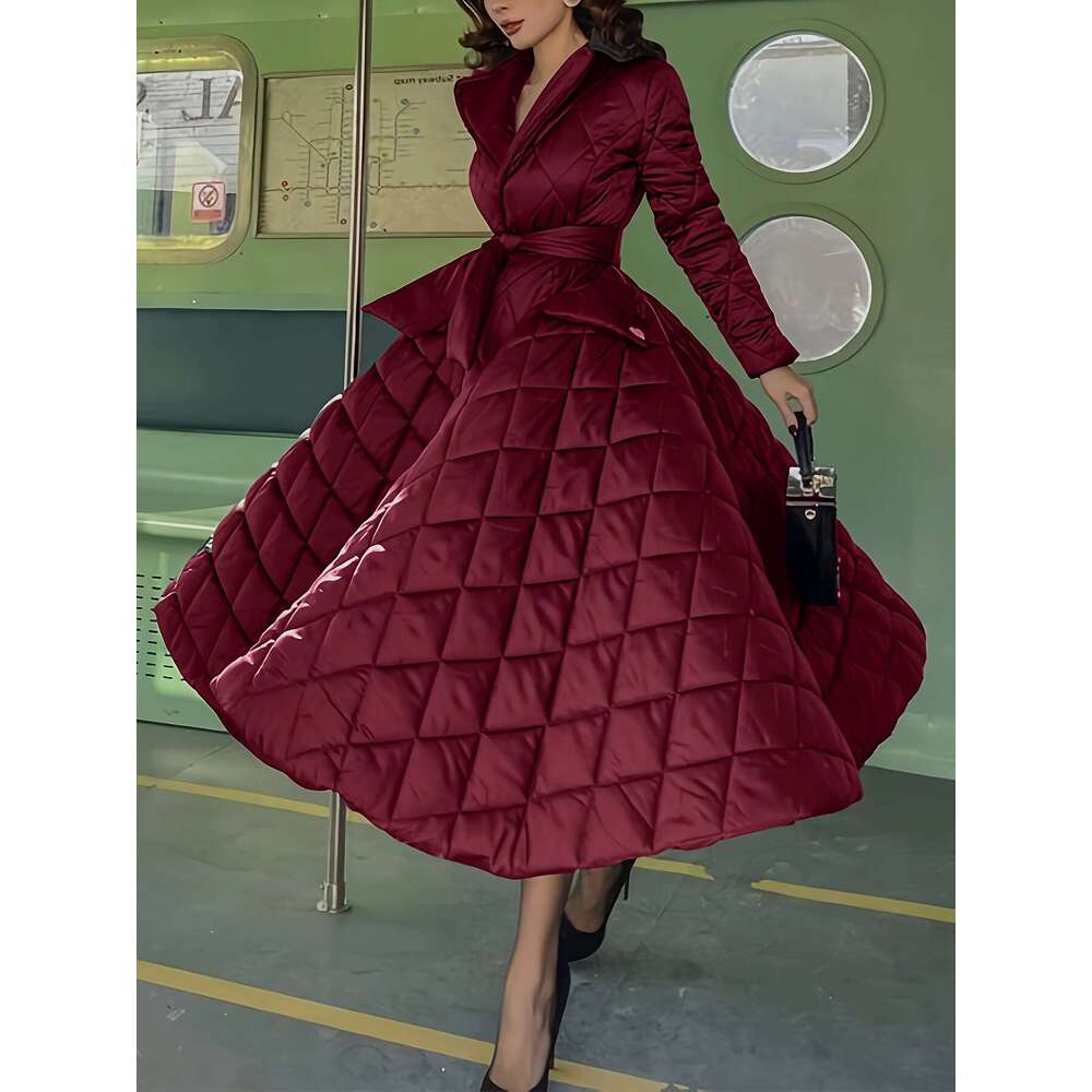 Women S Elegant Long Sleeve Coat Dress A Line Silhouette With Belt Detail Flared Hem Solid Black Non Stretch Fabric Hand Wash Only Latin Inspired