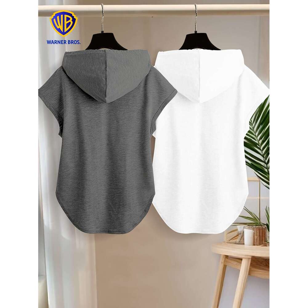 Cute Sweatshirts Pcs Women S Casual Sleeveless Hooded Sweatshirts Solid Color With Metallic Accent Pockets Relaxed Fit Hine Washable Spring Fall