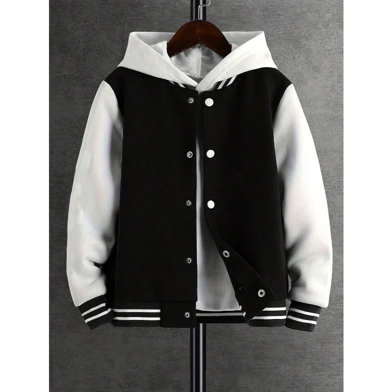 Mens casual solid color hooded baseball jacket autumn and winter style unisex high quality streetwear tops mens 251028