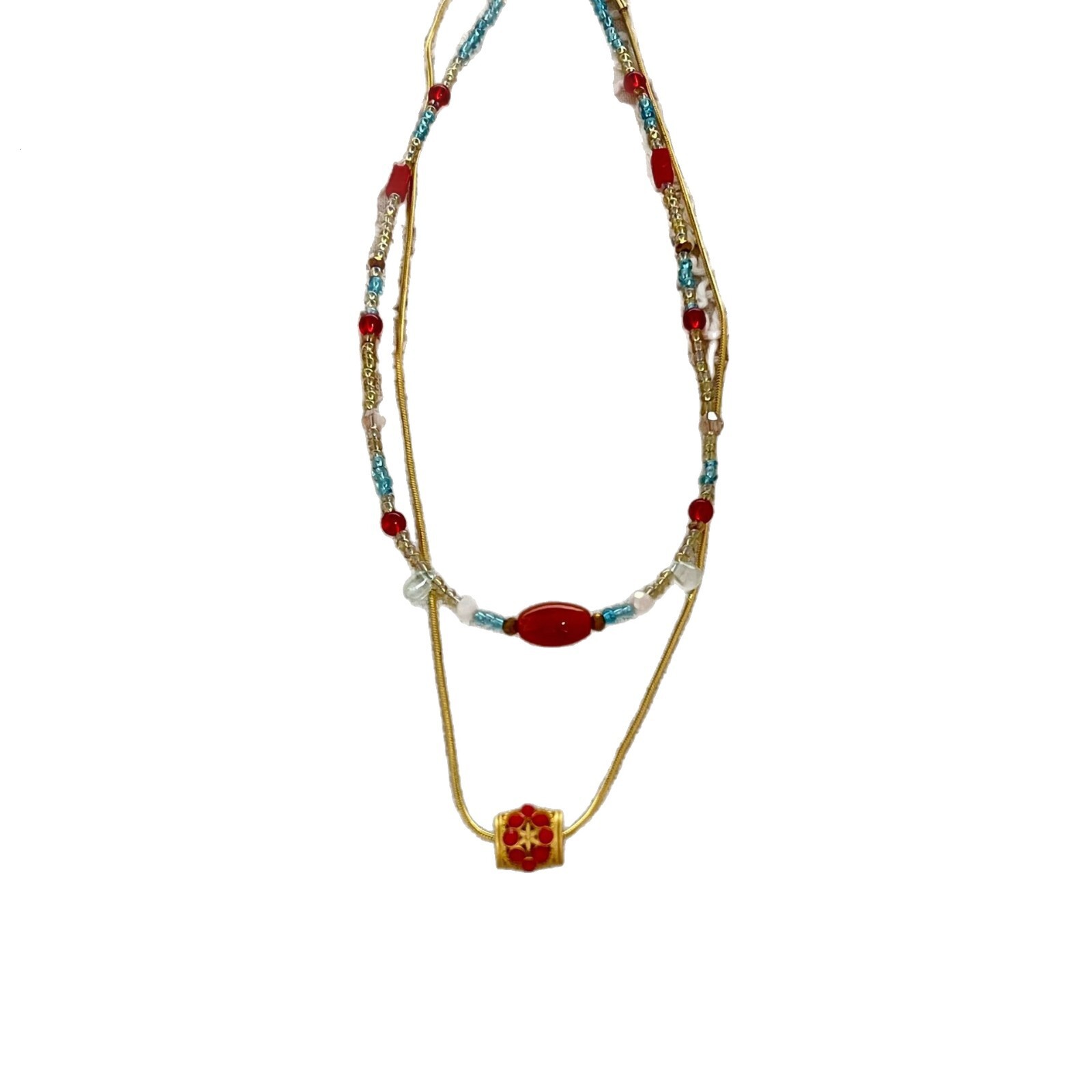 Niche Color Matching New Chinese Necklace Ancient Western Style Exquisite Versatile Pendant Accessories for Women ddmynov