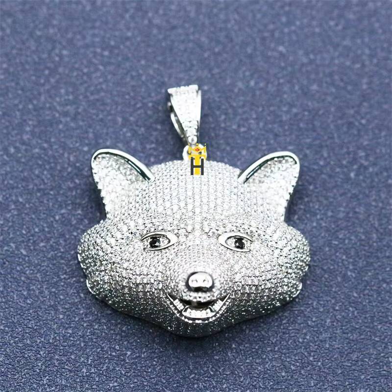 Hip Hop Round Cz Diamond Pendant Handmade Iced Out Charming Bearcat Animal Face Manufacturer Fine Jewelry