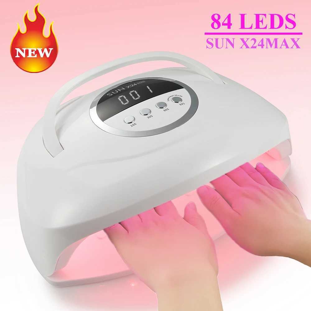 84Leds X24 MAX Nail Dryer Double Hands Use UV LED Lamps For Gel Polish Curing Manicure Salon Large LCD Display Nail Lamp L251030