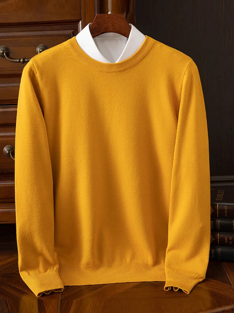 Choice Mens Wool Sweater Autumn Winter Round Neck Pullover Loose Solid Color Bottoming Shirt Long Sleeve Smart Casual Tops 251017