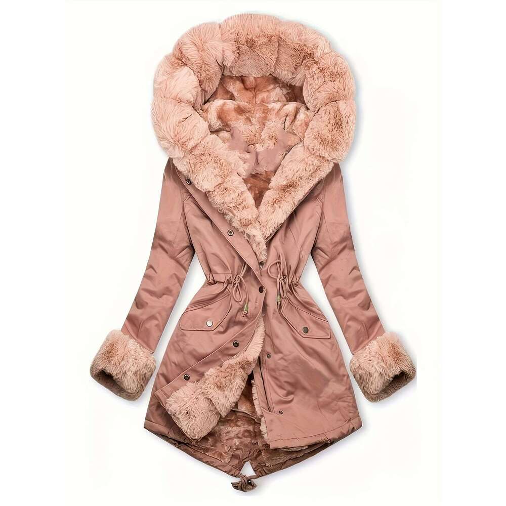 Warm Coat Women S Warm Plush Coat Trim Long Sleeve Full Zip Outerwear Hine Washable Casual Elegant Beige Brown Jacket Cold Weather Soft Faux Fur Linin