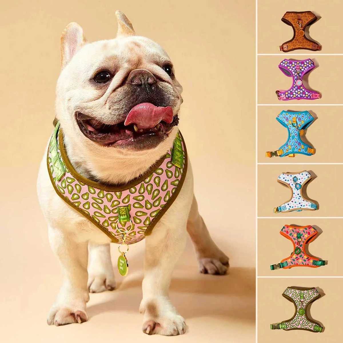 Valentines Day and New Years gift Luxury Design Adjustable Fashion Print Pet Harness1Pcs Color Matching ID Tag Free Send J251129