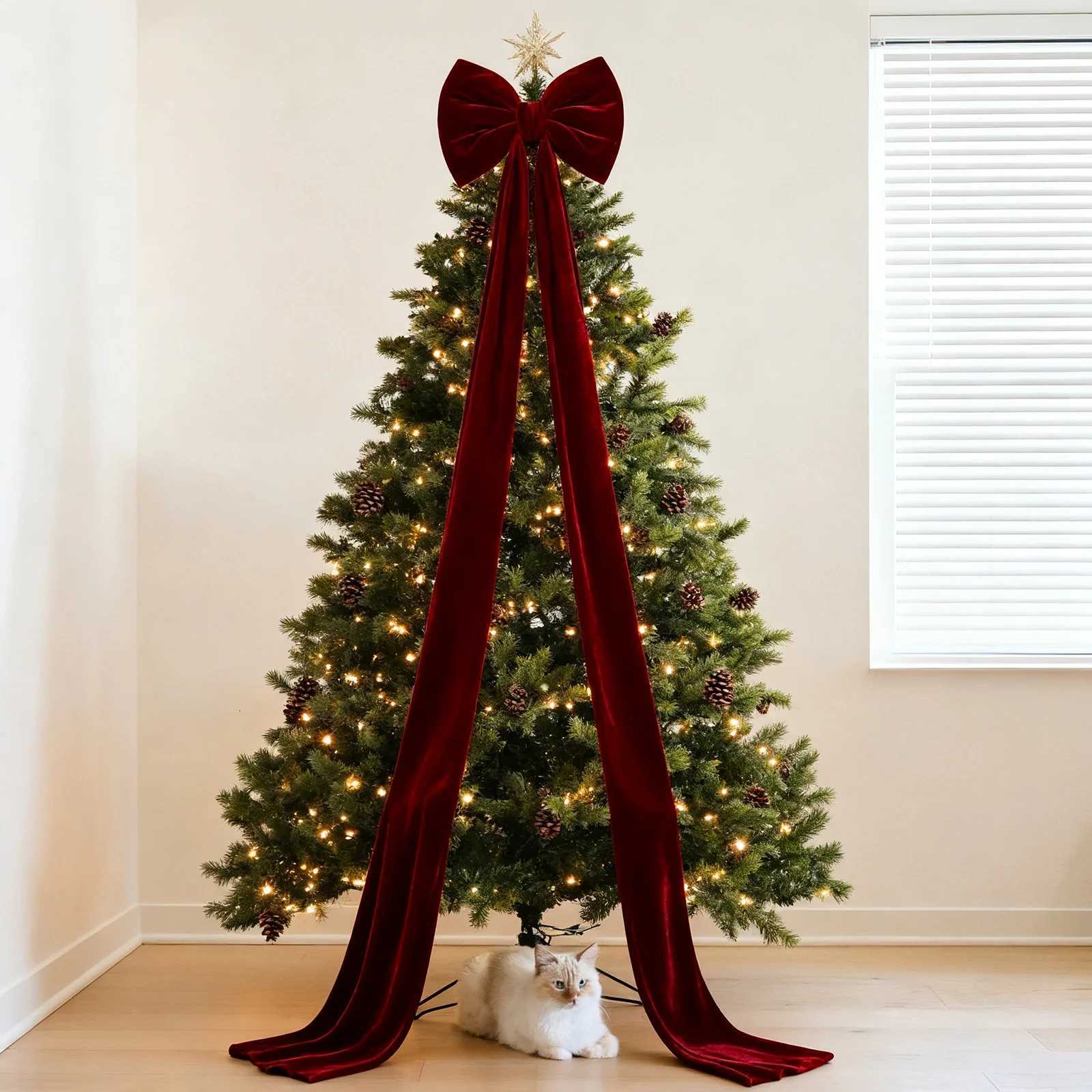 65ft Giant Red Velvet Christmas Bow Pendant Xmas Tree Bowknot Ornament for Home Decor New Year Party Gifts Festive Decoration C251030