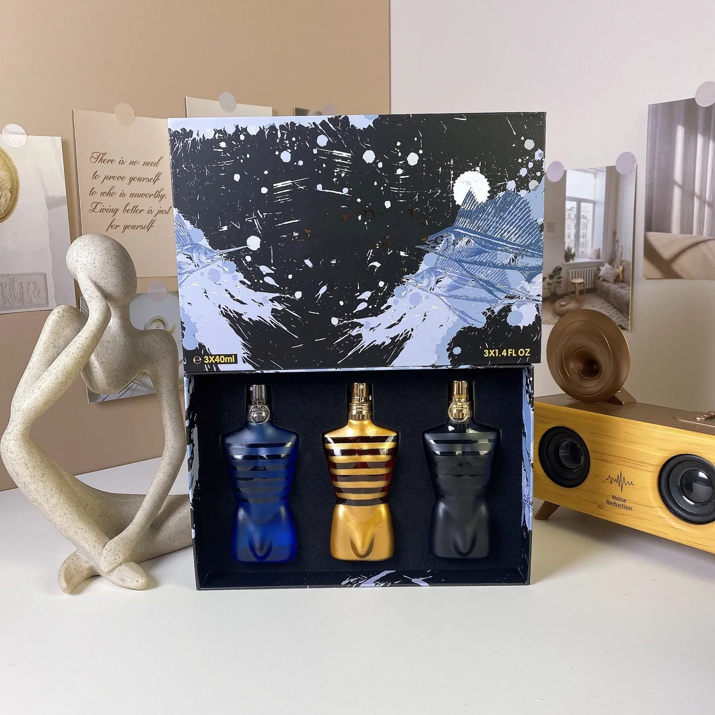 Male Perfume 40ml 3piece Parfum set 3pcs Gift Box Men Fragrance Eau De Toilette Long Lasting Smell Designer Brand EDT Man Parfums Spray Cologne Mist Fast Delivery