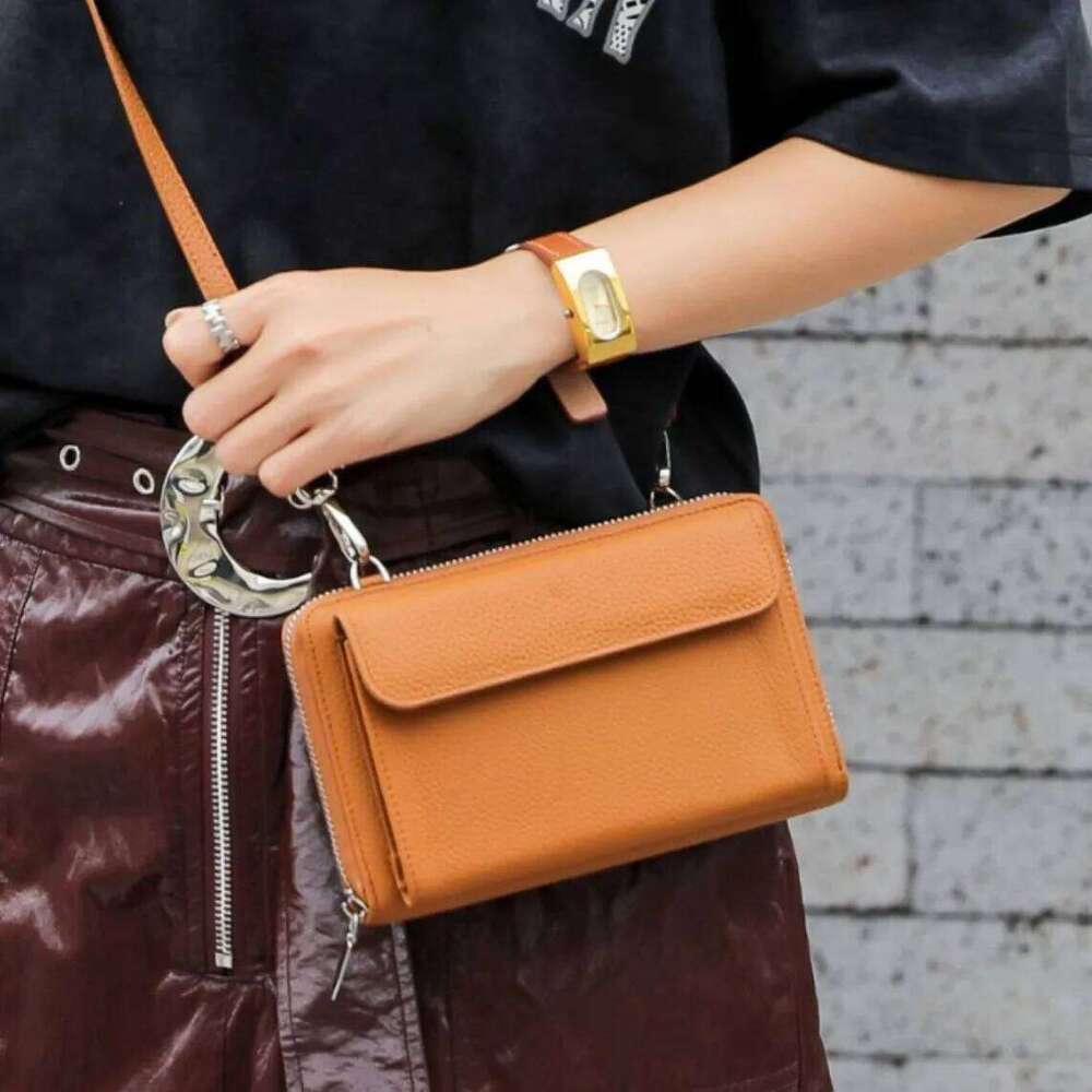 Women's TOGO Top-Grain Leather Crossbody Wallet New 2025 Phone Pocket Shoulder | Minimalist Square Bag