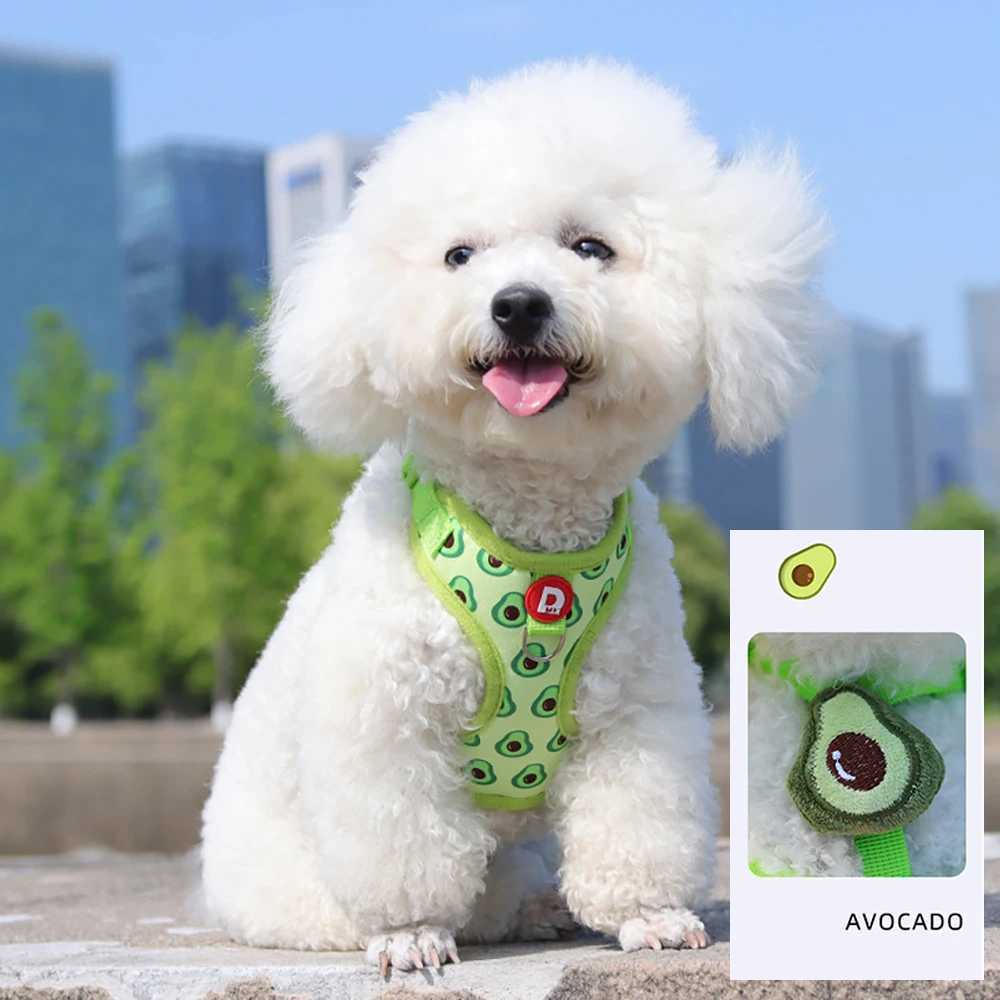 Cute Fruit Dog Cat Harness Leash Set Adjustable Soft Puppy Kitten Walking Gear Breathable Summer Outdoor Accessories for Smal J251129