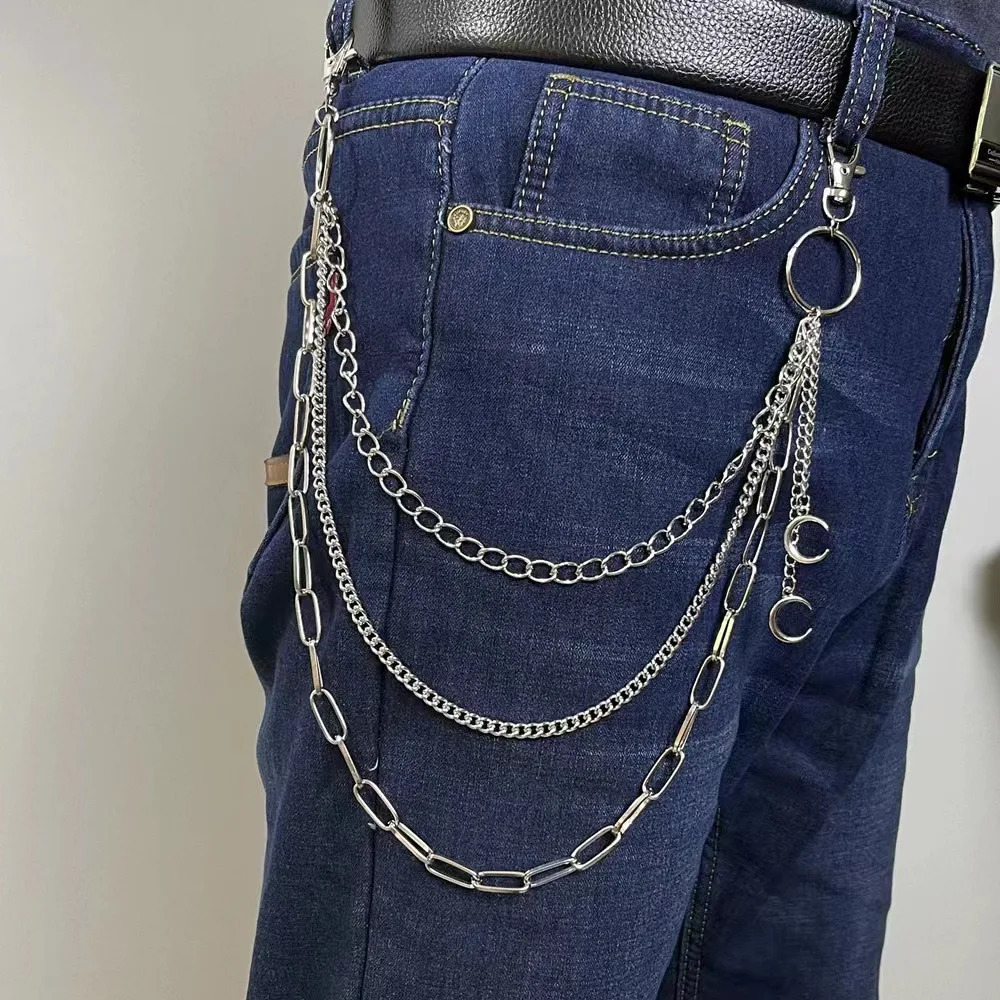 Moon Pendant Chain On The Jeans Pant Punk Keychains for Men Egirl eBoy Harajuku Grunge Accessories 251021