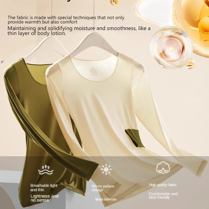 Women Warm Thermal Underwear Ultra Thin Traceless Long Sleeves Clothes High Elastic Set Black Tech Constant Temperature Lingerie 251030