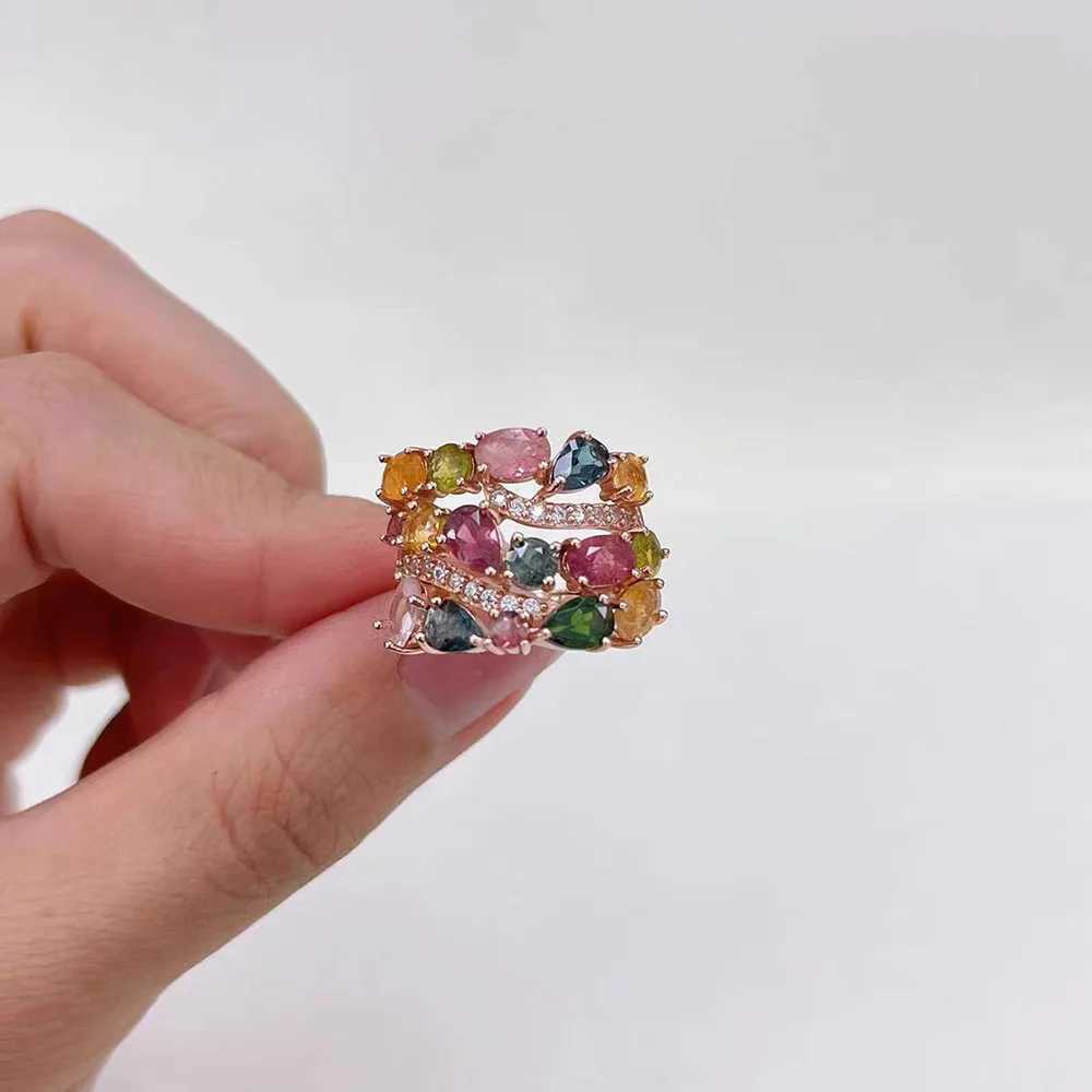 Rose Gold Color Rainbow Colorful Cubic Zirconia Ring for Women Luxury Wedding Pink Goold Finger Ring Vintage Party Jewelry GiftW251030