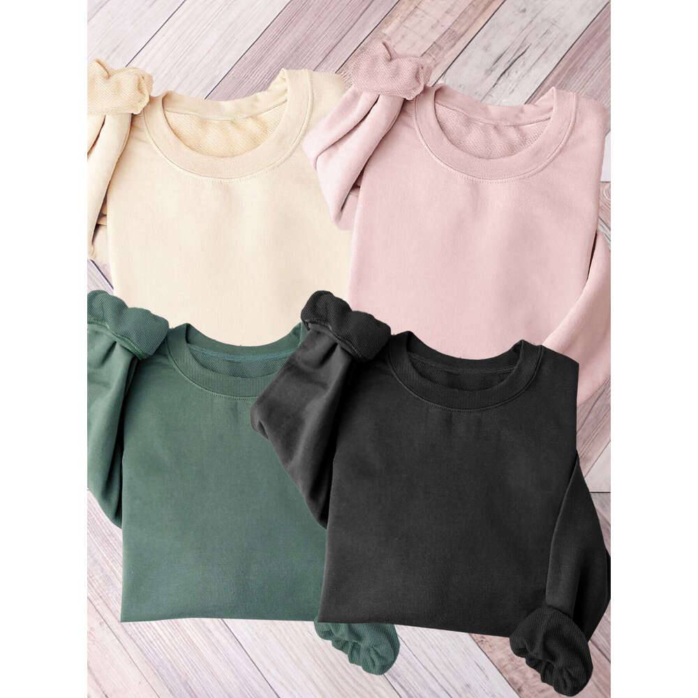 Pcs Women S Casual Crew Neck Sweatshirts Long Sleeve Solid Color Basic Soft Hine Washable Pullovers For Spring Fall Black Gray Beige Pink Cute