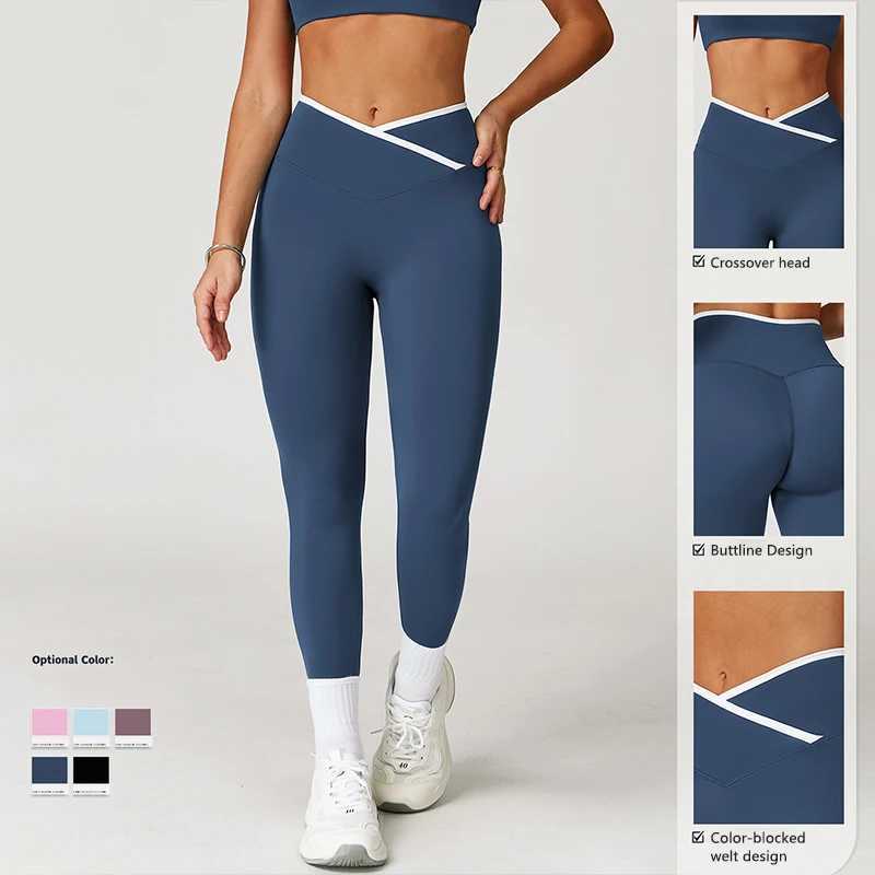 Hearuisavy Bare Feel Tight Yoga Pants Cross High Waist Hip Lift Push Up Sports Leggings Female Running Fitness Workout Gym Pants J251030