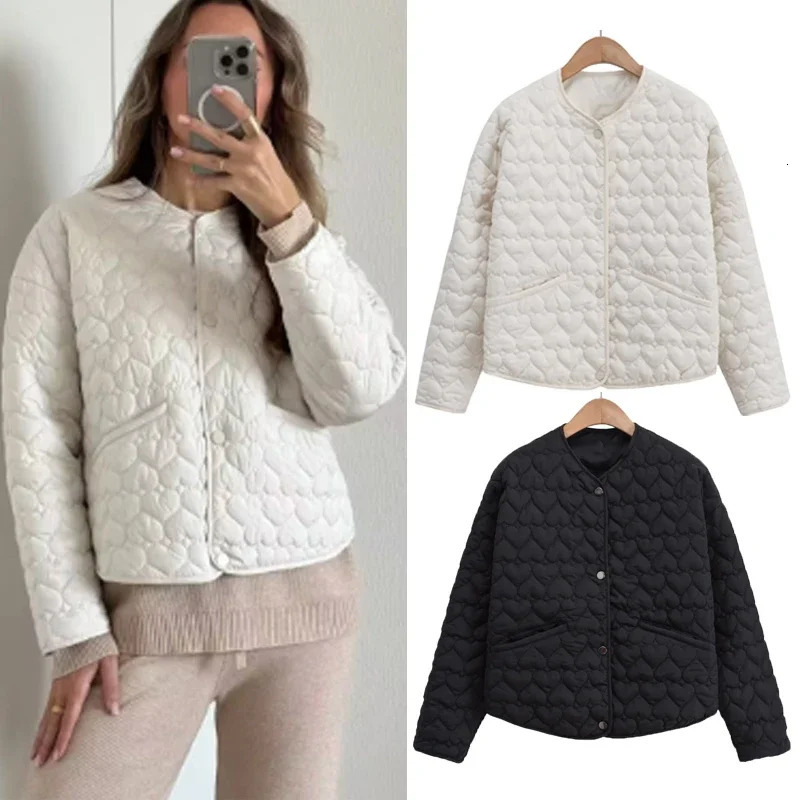 HXAO Womens Winter Jacket Autumn Outerwears Quilted Woman Coat Black White Lightweight Padded Jackets Parkas 251028