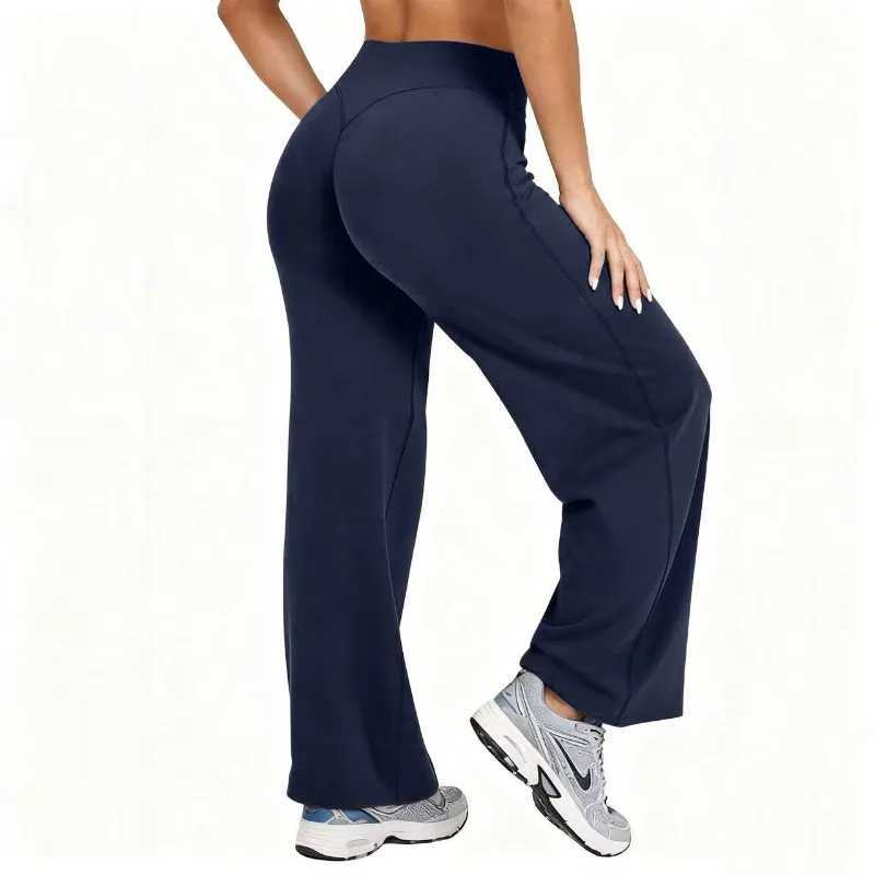 Women Plus Size Yoga Wideleg Pants High Waist Stretchy Solid Color Leggings Naked Feel Run Pilates Sports StraightLeg Pants J251030