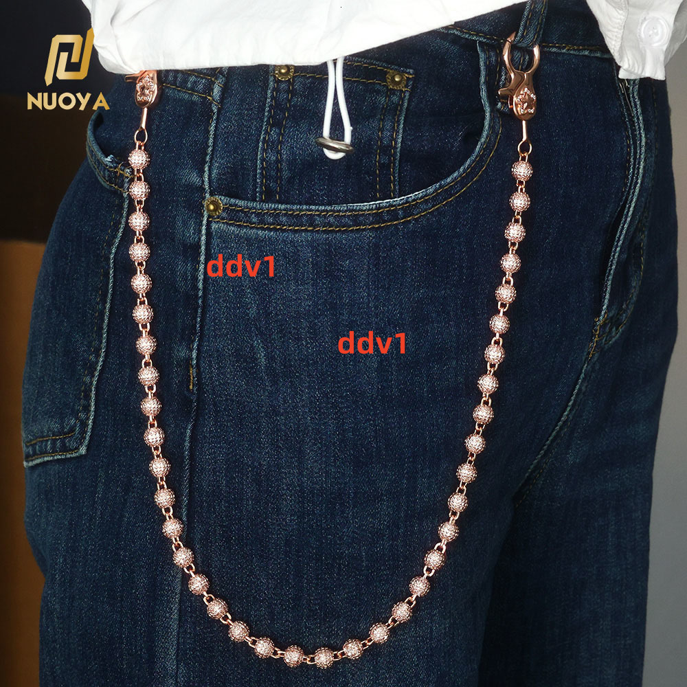 NUOYA Round Bead Design Hip Hop Shiny Pants Chain for Women Gold Plated Micro Pave Iced Out moissanite Body Jewelry Fashion Gift Designer's style