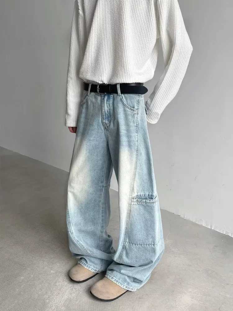 Trashy Y2K 2000S Washed Blue Baggy Jeans Pants For Men 90S Vintage Clothes Wide Leg Denim Korean Casual Trousers Pantalon Hombre J251030