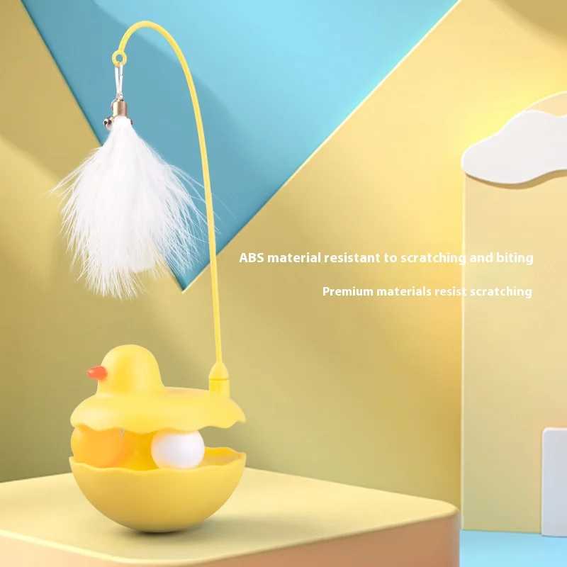 Tumbler Cat Teaser Toy with Removable Feathers Bells Self Amusing Kitten Play Wand Easy to Clean and Reassemble S251029{category}