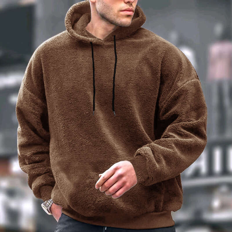 New Autumn and Winter Large Size Hooded Men's Casual Personality Fashion Sweatshirt Coral Fleece Jacket for Men