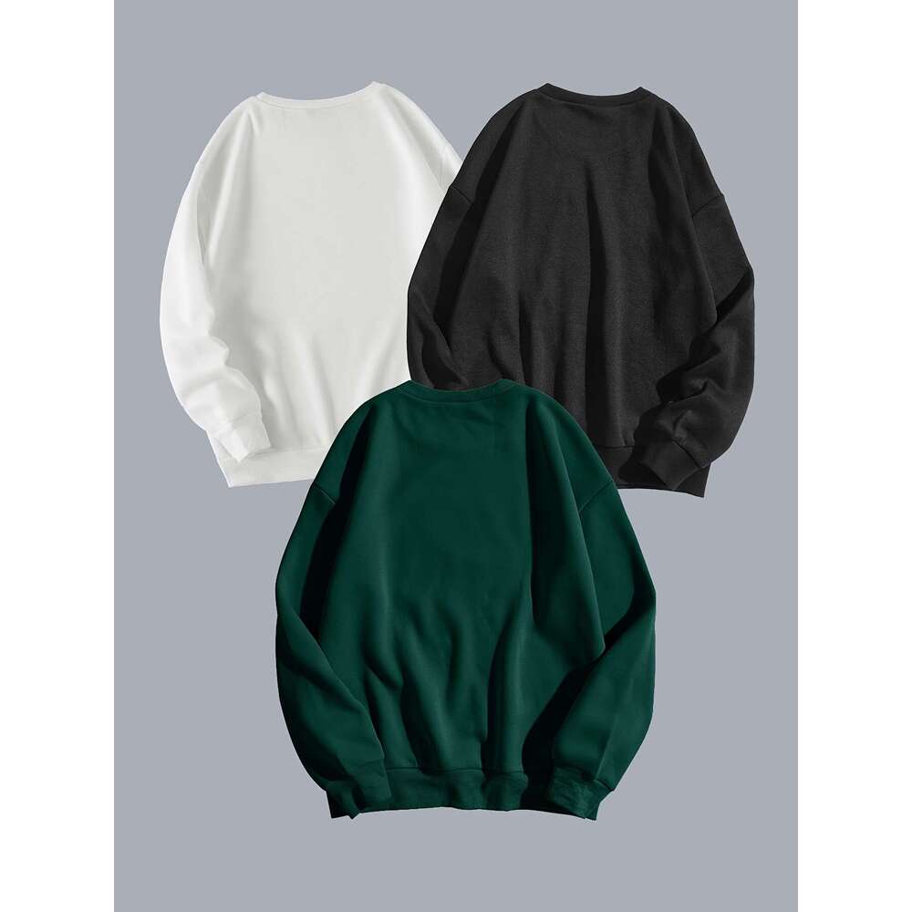 Round Neck Sweatshirt Set With Letter Print