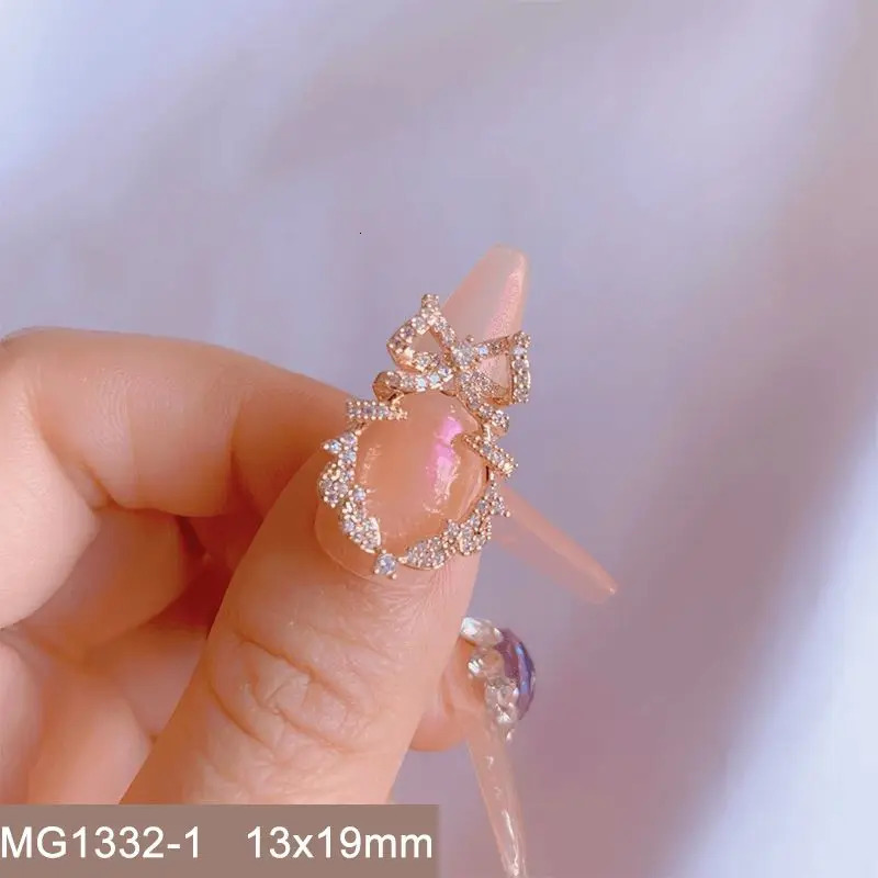 10pcs Hollow Bow Frame Drop Zircon Crystals Metal Nails Jewelry Decorations Nail Art Accessories Charms Parts Supplies 251027