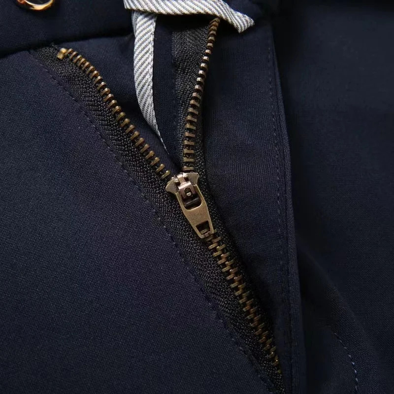 High Stretch Mens Dress Pants High Waist Elastic Formal Suit Pants Office Business Classic Casual Trousers Slim Fit Black Blue 251028