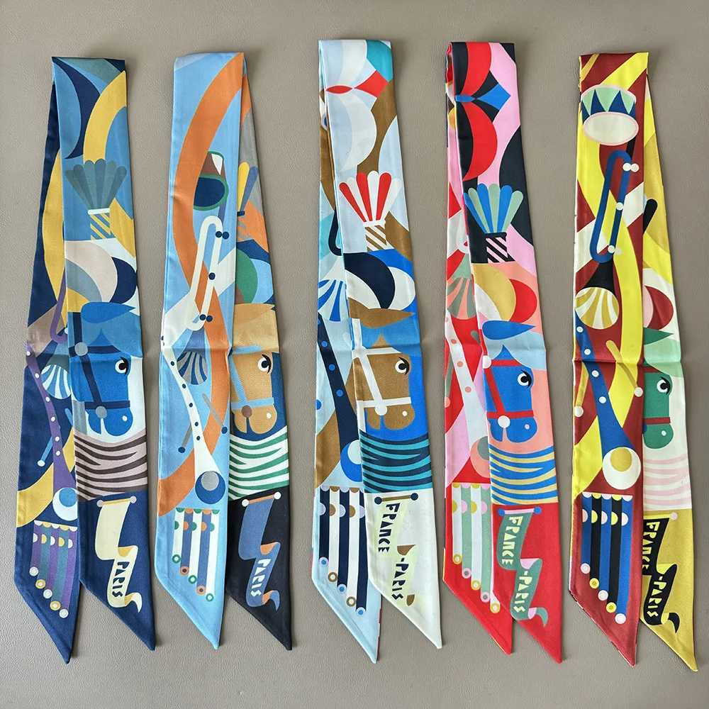 590cm Korean Version of The New Color Trojan Horse Twill Streamer Womens Wrapping Bag Ribbon Headband Small Scarf Silk ScarfW251029