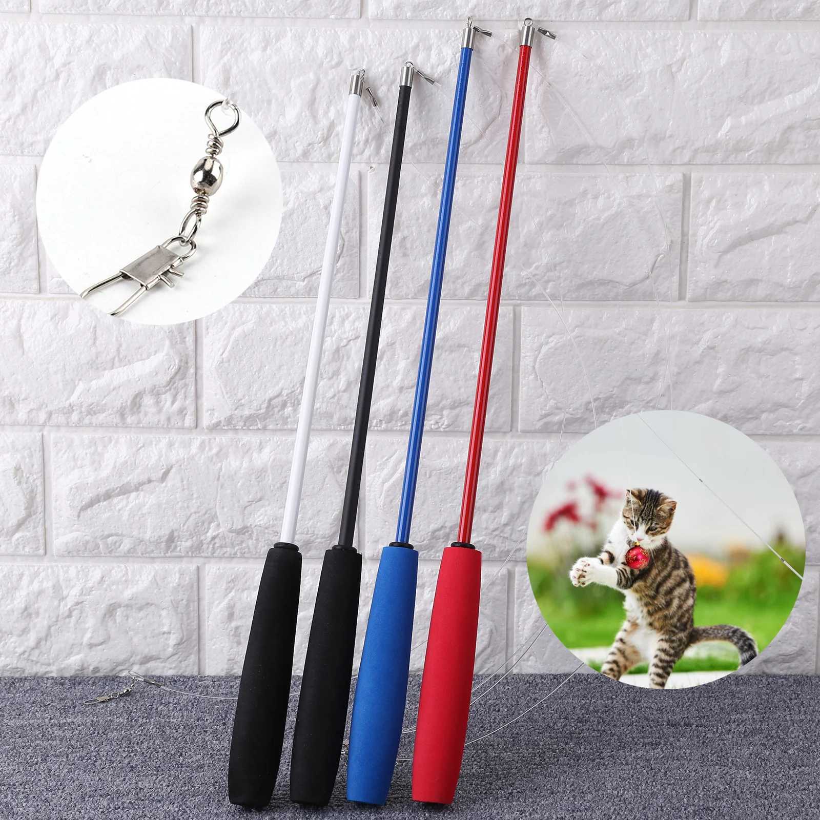 Cat Teaser Wands Interactive Retractable Fishing Pole Wand Cat Catcher Teaser Stick Rod Toy for Kitten Training Exercising S251029{category}