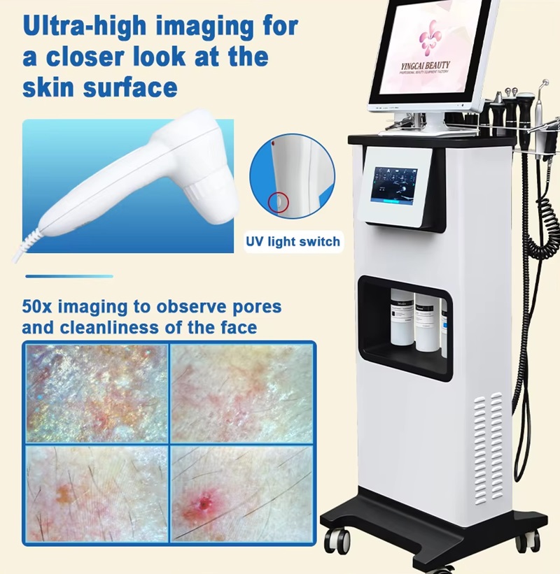 11 in 1 Hydra Dermabrasion Machine Oxygen Jet Peel Microdermabrasion deep Cleaning Hydra Dermabrasion Skin Scalp Analyzer Facial Cleansing Hydro Skin 